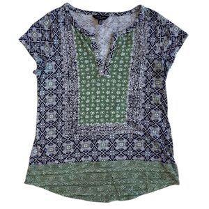 Lucky Brand Women Green blue Top Shirt Tunic S